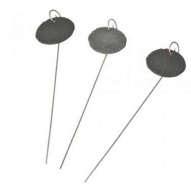 Etiket van leisteen met metalen houder ovaal H 40 x 9 x 7 cm set à 3 stuks