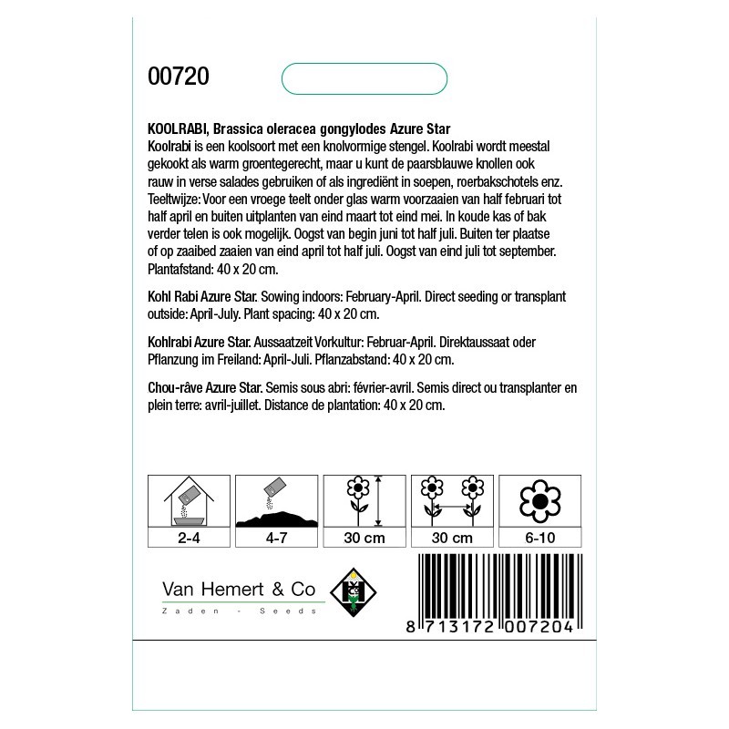 Koolrabi, Brassica oleracea gongylodes 'Azure Star'  -zaden-
