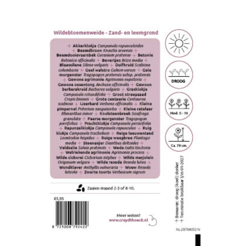 Wildebloemenweide - kleurrijk voor zand- en leemgronden