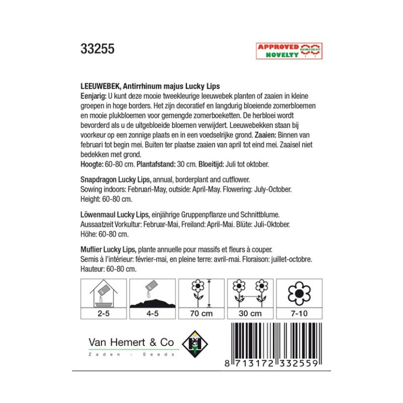 Antirrhinum majus 'Lucky Lips' -zaden-
