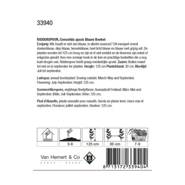 Consolida ajacis 'Blauw Boeket' -zaden-