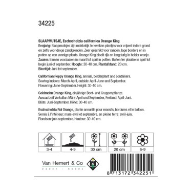 Eschscholzia californica 'Orange King' -zaden-