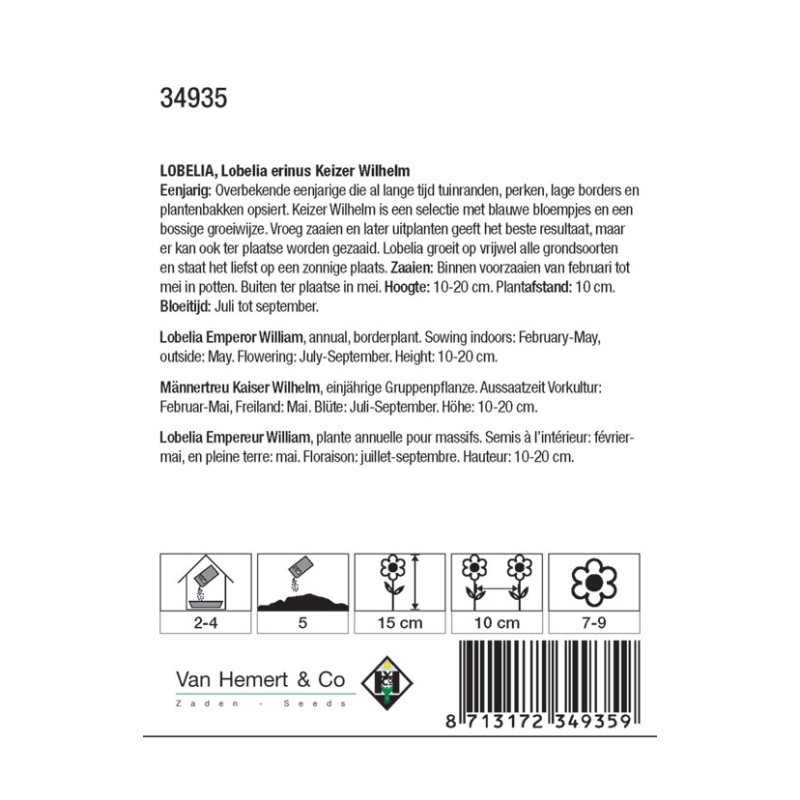 Lobelia erinus 'Keizer Wilhelm' -zaden-