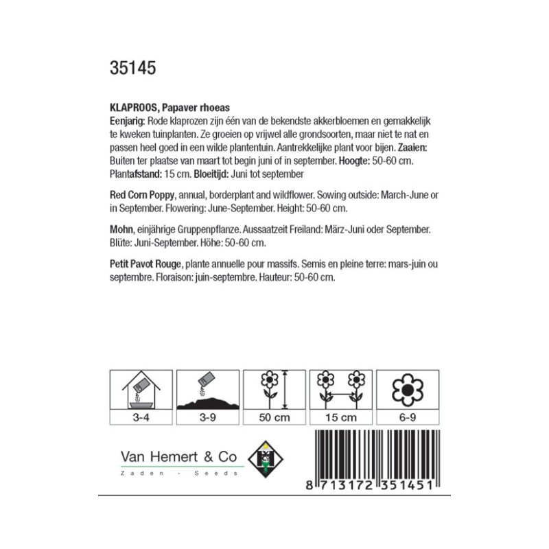 Papaver rhoeas -zaden-