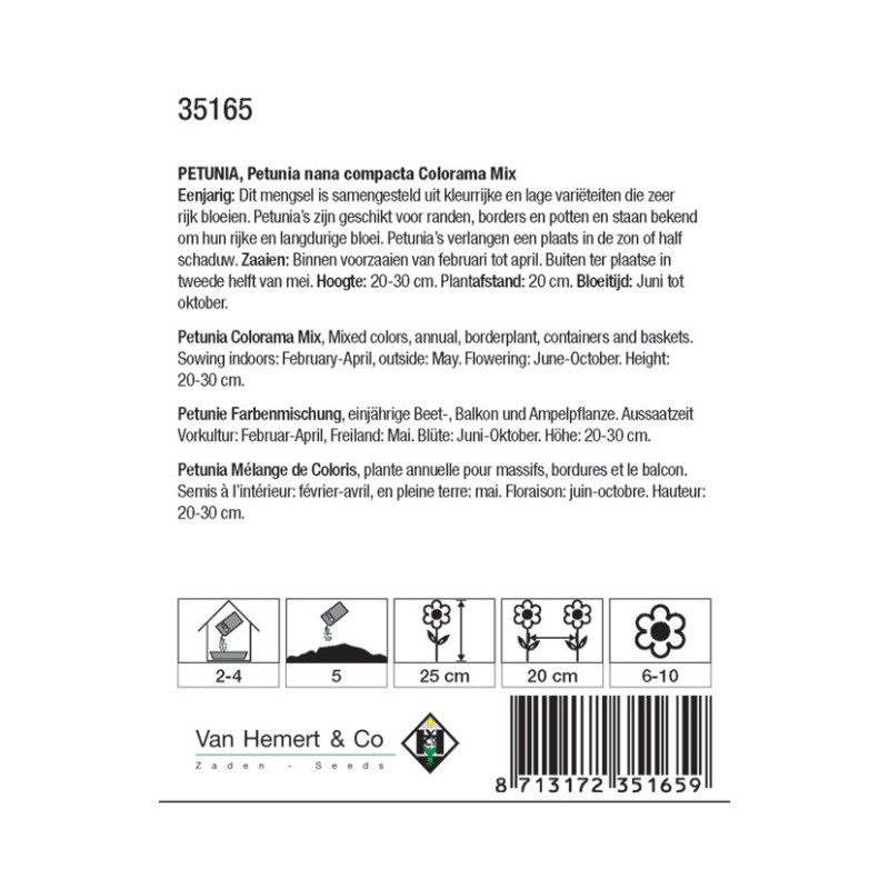 Petunia nana compacta 'Colorama Mix' -zaden-
