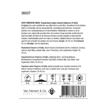 Tropaeolum majus nanum 'Empress of India' -zaden-