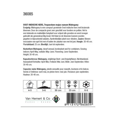 Tropaeolum majus nanum 'Mahogany' -zaden-