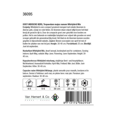 Tropaeolum majus nanum 'Whirlybird Mix' -zaden-