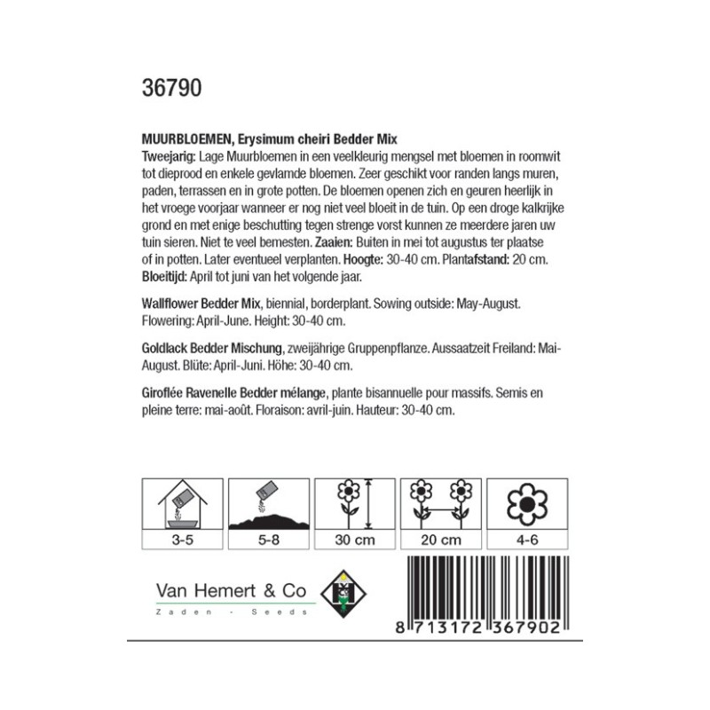 Erysimum cheiri 'Bedder Mix' -zaden-