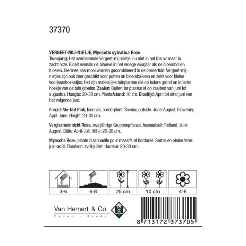 Myosotis sylvatica 'Roze' -zaden-