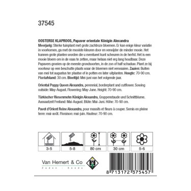 Papaver orientale 'Konigin Alexandra' -zaden-
