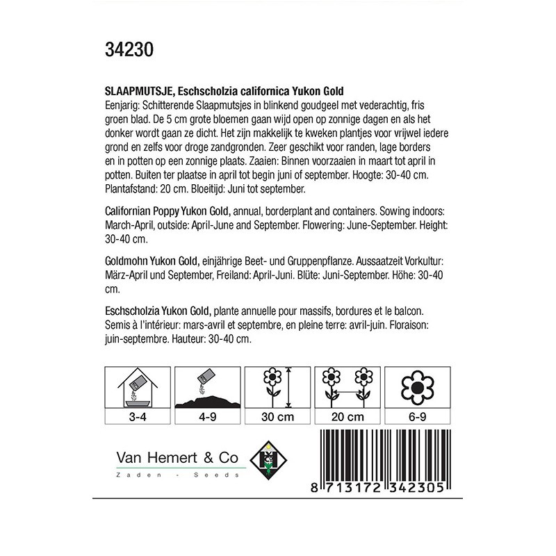Eschscholzia californica 'Yucan Gold' -zaden-