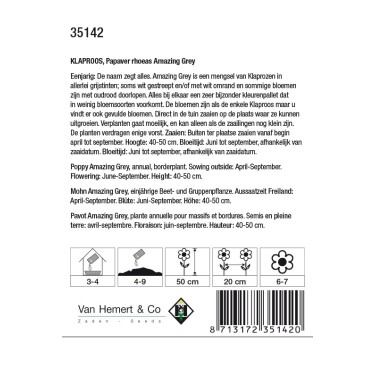 Papaver rhoeas 'Amazing Grey' -zaden-