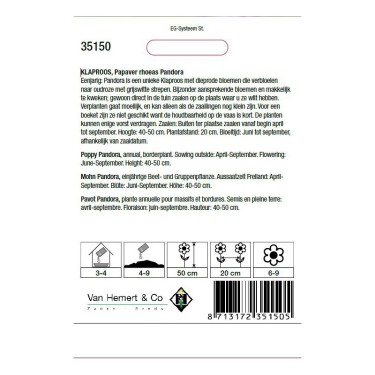 Papaver rhoeas 'Pandora' -zaden-