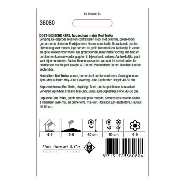 Tropaeolum majus nanum 'Red Troika' -zaden-