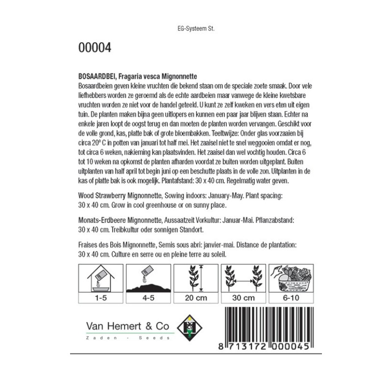 Bosaardbei, Fragaria vesca 'Mignonnette' -zaden-