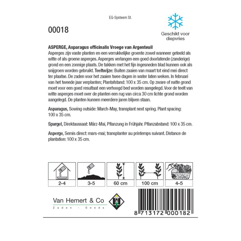 Asperge, Asparagus officinalis 'Vroege van Argenteuil' -zaden-