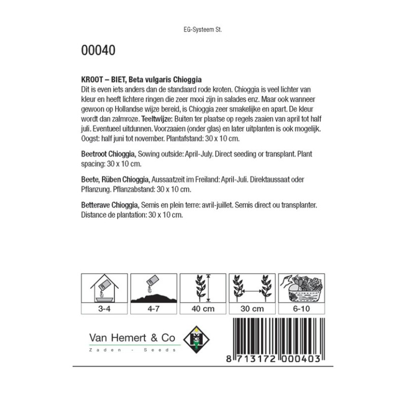 Biet - Kroot, Beta vulgaris 'Chioggia' -zaden-