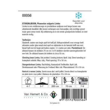 Stoksnijboon, Phaseolus vulgaris 'Limka', 60 gr. -zaden-