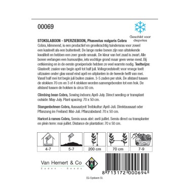 Stokslaboon - Sperzieboon, Phaseolus vulgaris 'Cobra', 30 gr. -zaden-
