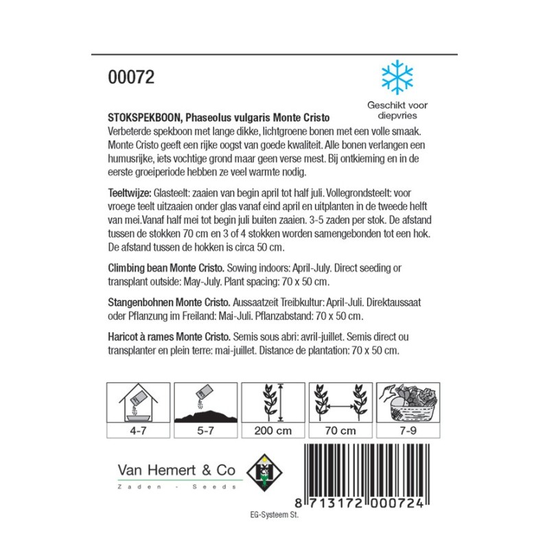 Stokspekboon, Phaseolus vulgaris 'Neckarkonigin', 30 gr. -zaden-