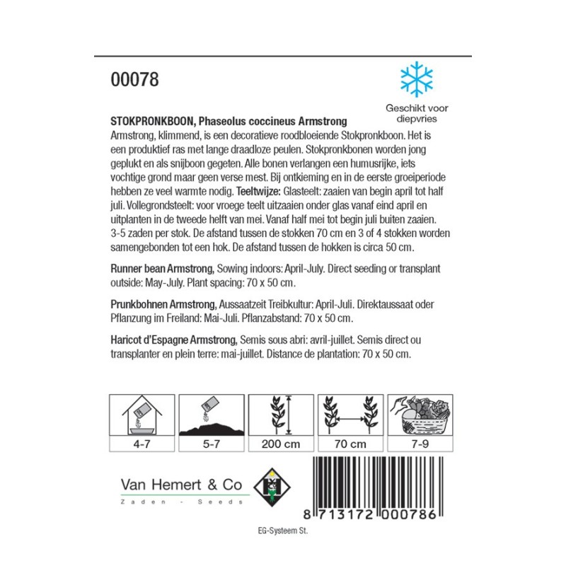 Stokpronkboon, Phaseolus coccineus 'Armstrong', 50 gr. -zaden-