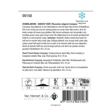 Stamslaboon - Sperzieboon, Phaseolus vulgaris Compass, 30 gr. -zaden-