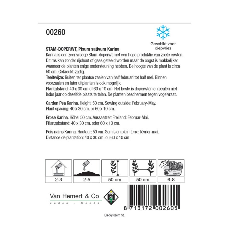 Stam-doperwt Karina, 50 gr. -zaden-