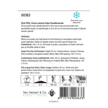 Rijspeul, Pisum sativum 'Grijze Roodbloeiende', 50 gr. -zaden-