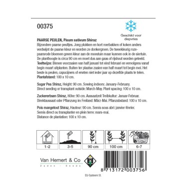 Paarse peul, Pisium sativum 'Shiraz' -zaden-
