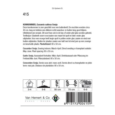 Komkommer, Cucumis sativus Sonja -zaden-