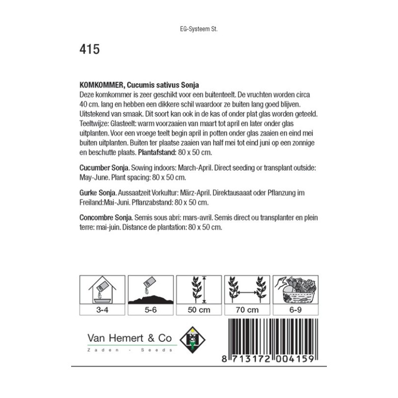 Komkommer, Cucumis sativus Sonja -zaden-
