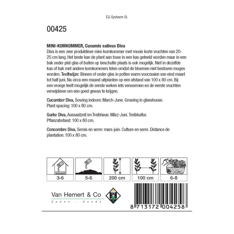 Mini Komkommer 'Diva' -zaden-
