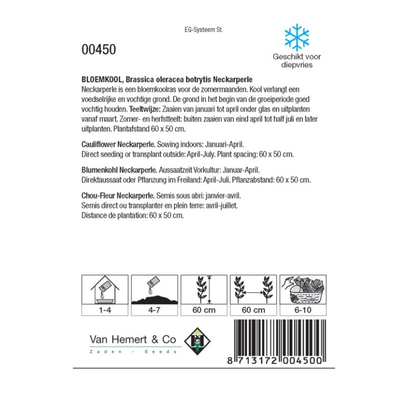 Bloemkool, Brassica oleracea botrytis 'Neckarperle' -zaden-