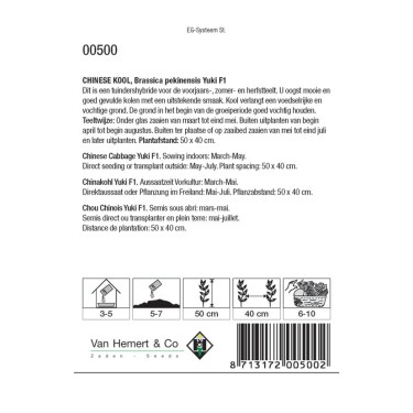 Chinese kool, Brassica pekinensis 'Yuki F1' -zaden-
