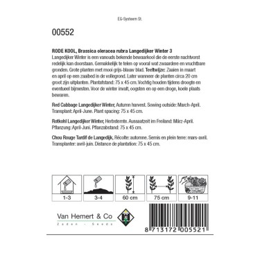 Rode kool, Brassica oleracea rubra 'Langedijker Winter 3' -zaden-