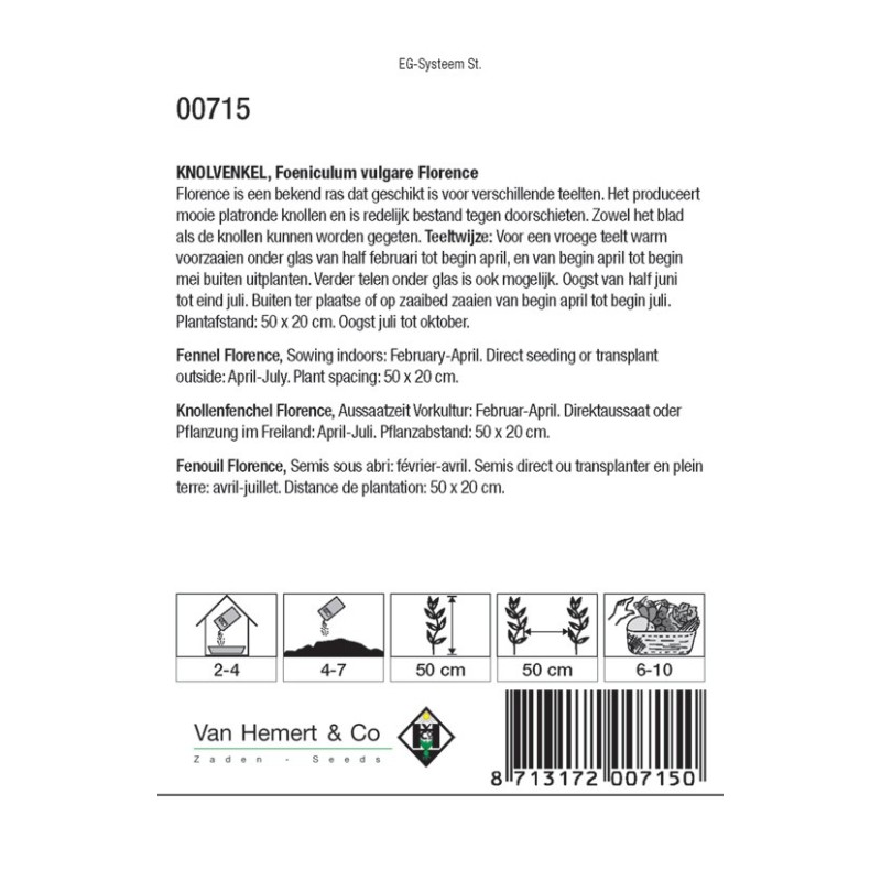 Knolvenkel, Foeniculum vulgare 'Florence' -zaden-