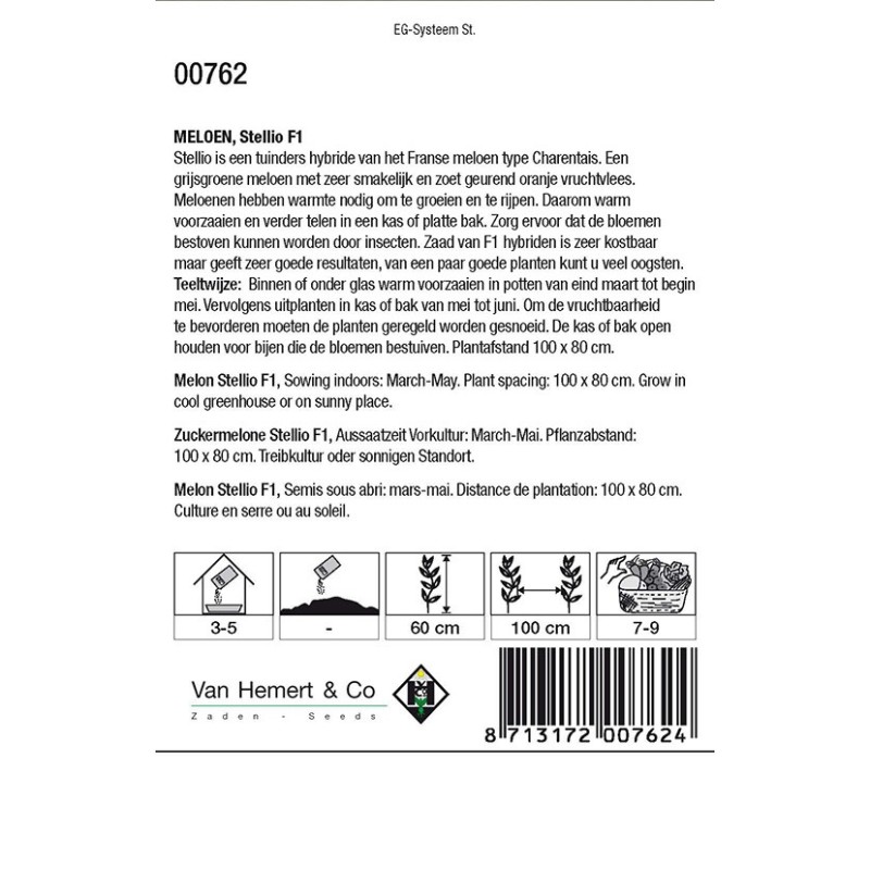 Meloen, Cucumis melo 'Stellio F1' -zaden-