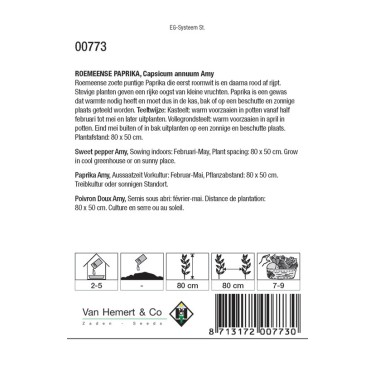 Roemeense Paprika, Capsicum annuum 'Amy' -zaden-