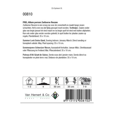 Prei, Allium porrum ' Zwitserse Reuzen'  -zaden-