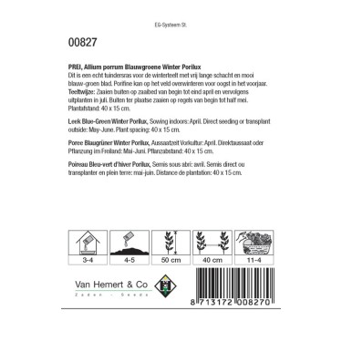 Prei, Allium porrum 'Blauwgroene Winter Porilux' -zaden-