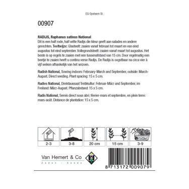 Radijs, Raphanus sativus 'National' -zaden-