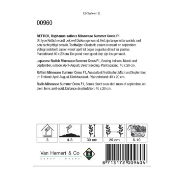 Rettich / Daikon, Raphanus sativus 'Minowase S.C. F1' -zaden-
