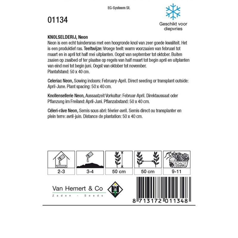 Knolselderij, Apium graveolens 'Neon' -zaden-